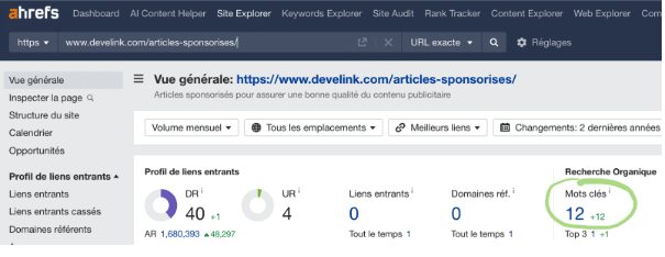 recherche organique ahrefs